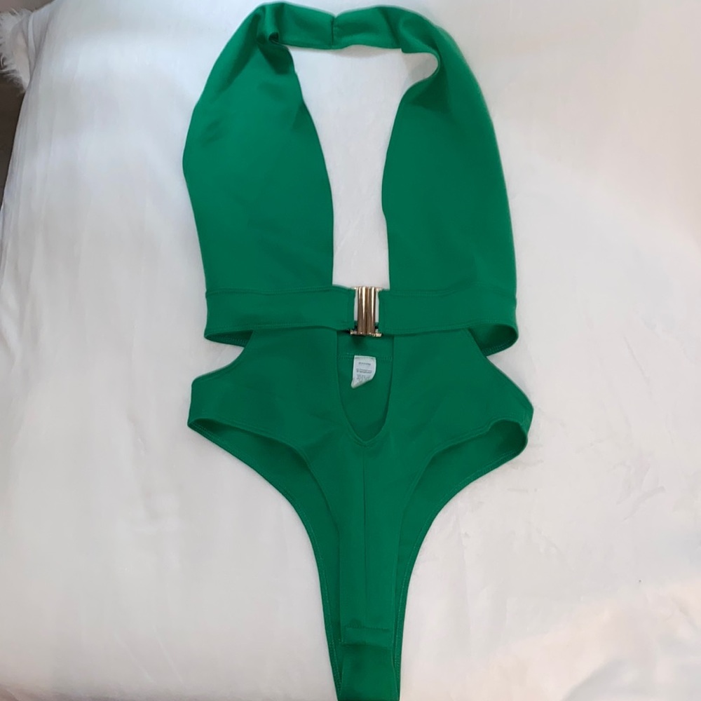 Fashion Nova Green Plunge Bodysuit